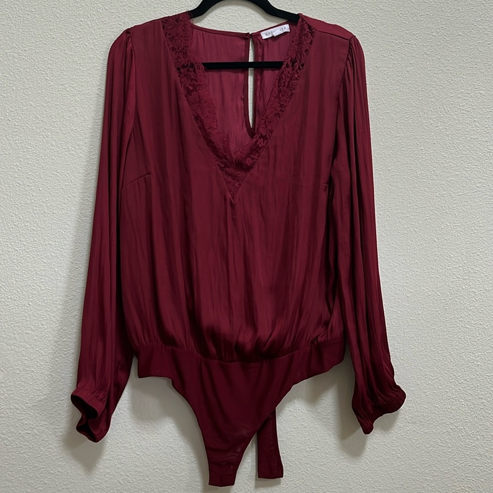 Maroon bodysuit blouse